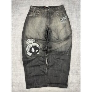 Lot 29 Luxe Jeans Mens 40x34 Black Denim Marvin The Martian Looney Tunes Vtg Y2K